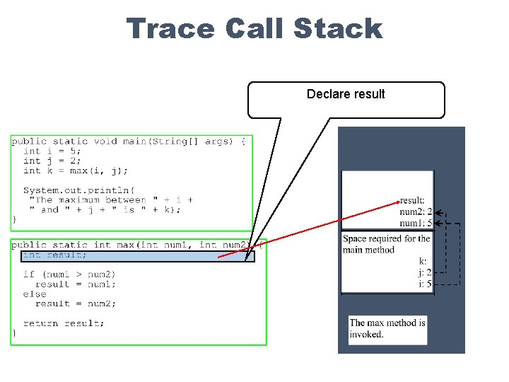 Trace Call Stack Declare result 