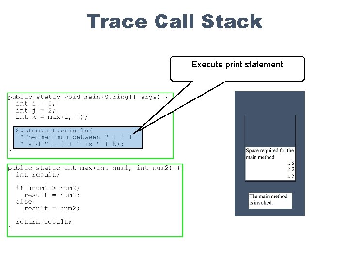 Trace Call Stack Execute print statement 