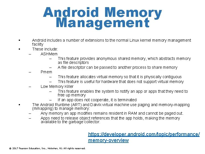 Android Memory Management § § § Android includes a number of extensions to the