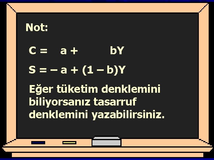 Not: C= a+ b. Y S = – a + (1 – b)Y Eğer