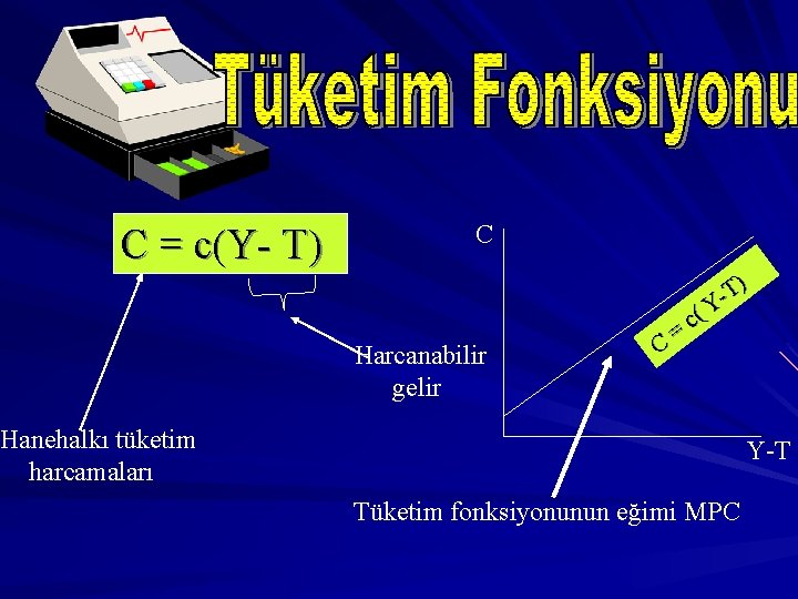 C = c(Y- T) C Harcanabilir gelir C T) (Y c = Hanehalkı tüketim