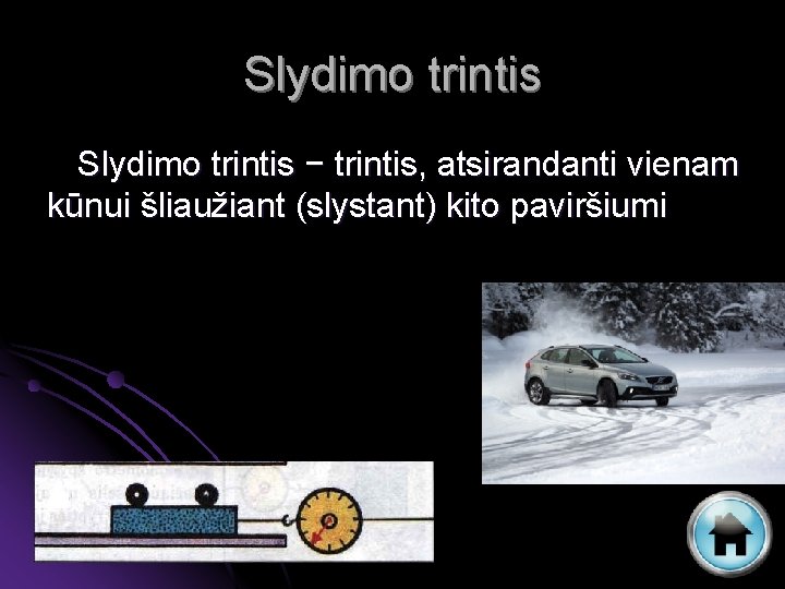 Slydimo trintis − trintis, atsirandanti vienam kūnui šliaužiant (slystant) kito paviršiumi 