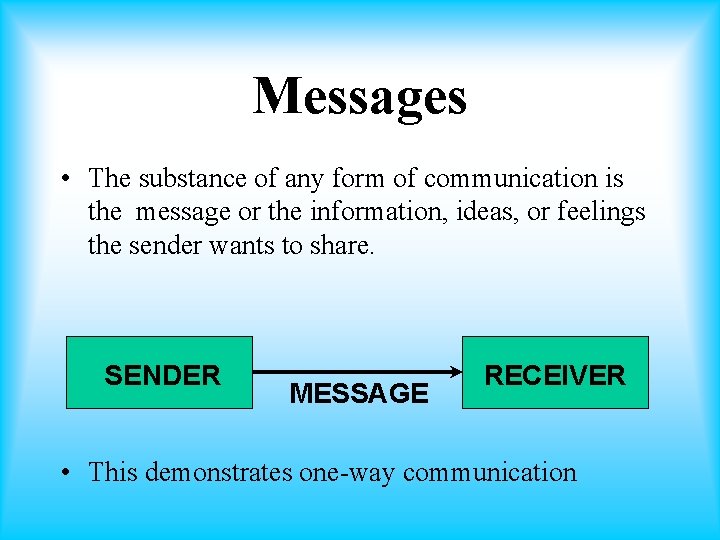 Messages • The substance of any form of communication is the message or the