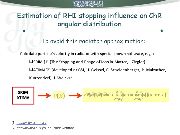 Estimation of RHI stopping influence on Ch. R angular distribution To avoid thin radiator