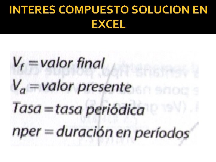 INTERES COMPUESTO SOLUCION EN EXCEL 