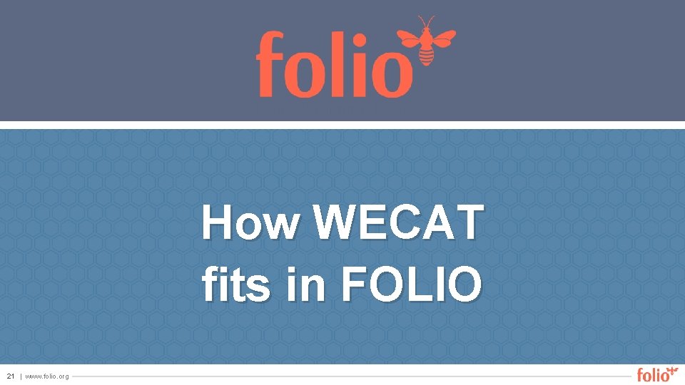How WECAT fits in FOLIO 21 | www. folio. org 