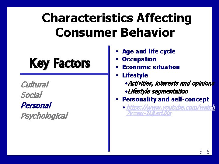 Characteristics Affecting Consumer Behavior Key Factors Cultural Social Personal Psychological Age and life cycle