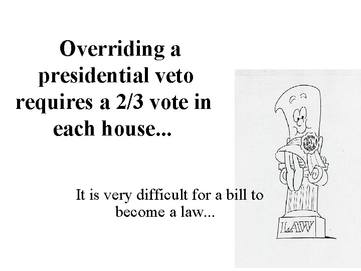 Overriding a presidential veto requires a 2/3 vote in each house. . . It