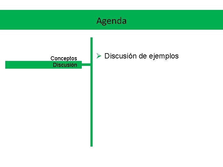 Agenda Conceptos Discusión Ø Discusión de ejemplos 