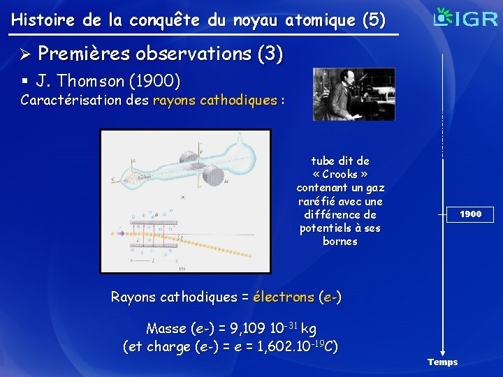 Histoire de la conquête du noyau atomique (5) Ø Premières observations (3) § J.