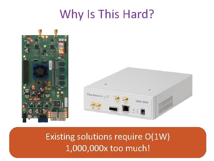 Why Is This Hard? Existing solutions require O(1 W) 1, 000 x too much!