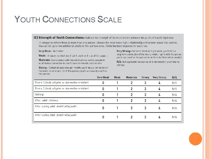 YOUTH CONNECTIONS SCALE 