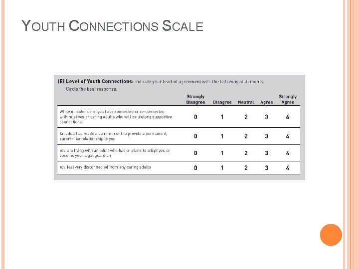 YOUTH CONNECTIONS SCALE 