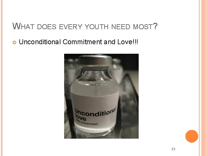 WHAT DOES EVERY YOUTH NEED MOST? Unconditional Commitment and Love!!! 23 