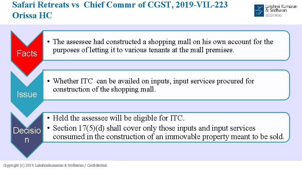 Safari Retreats vs Chief Commr of CGST, 2019 -VIL-223 Orissa HC Facts Issue •