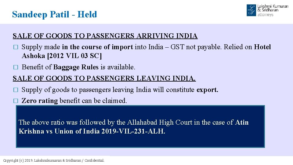 Sandeep Patil - Held SALE OF GOODS TO PASSENGERS ARRIVING INDIA � Supply made