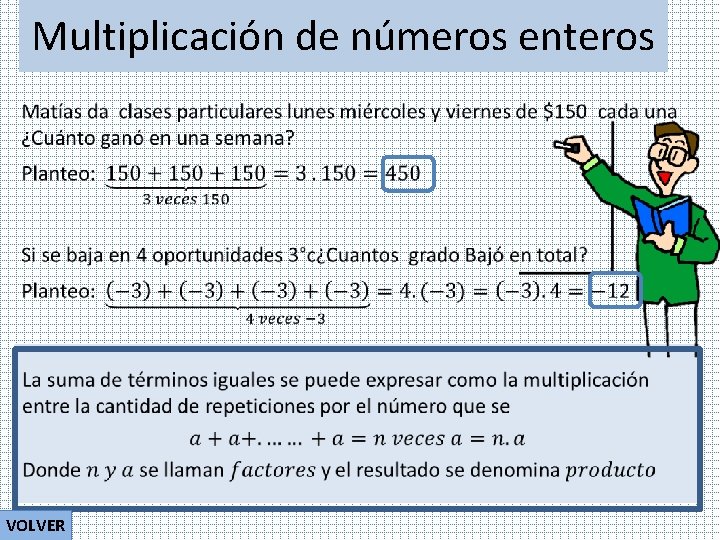 Multiplicación de números enteros • VOLVER 