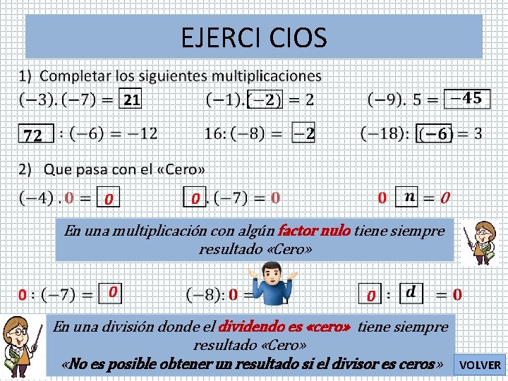 EJERCI CIOS • 21 0 0 En una multiplicación con algún factor nulo tiene