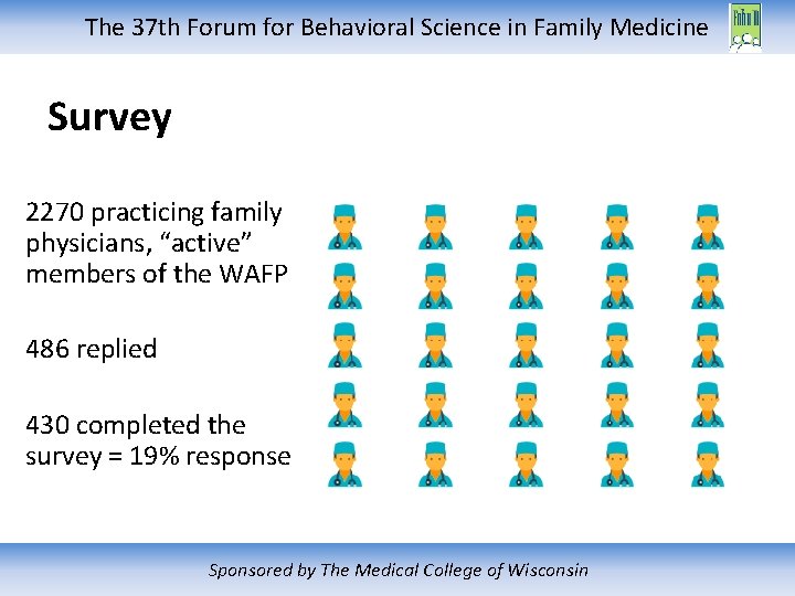 The 37 th Forum for Behavioral Science in Family Medicine Survey 2270 practicing family