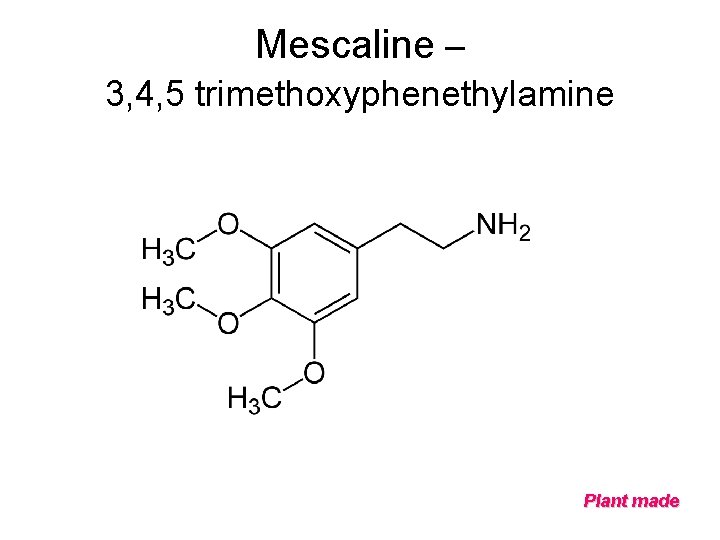 Mescaline – 3, 4, 5 trimethoxyphenethylamine Plant made 