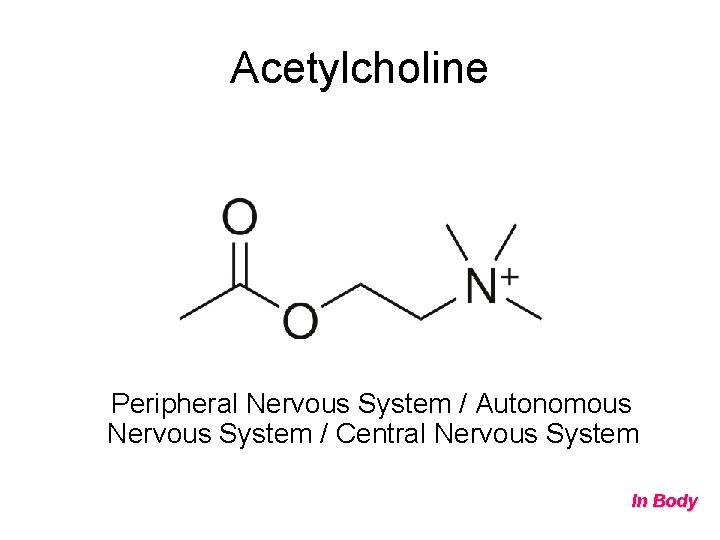 Acetylcholine Peripheral Nervous System / Autonomous Nervous System / Central Nervous System In Body