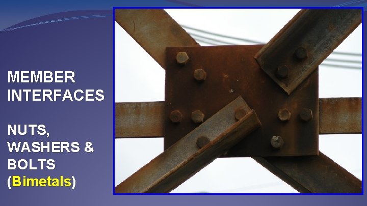 MEMBER INTERFACES NUTS, WASHERS & BOLTS (Bimetals) 