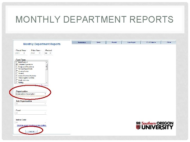 MONTHLY DEPARTMENT REPORTS 