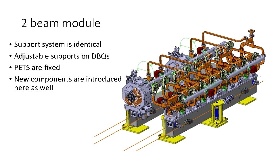 2 beam module • Support system is identical • Adjustable supports on DBQs •