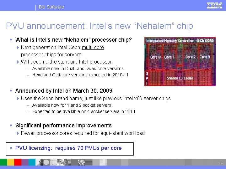 IBM Software PVU announcement: Intel’s new “Nehalem” chip § What is Intel’s new “Nehalem”