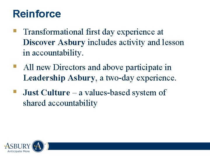 Reinforce § Transformational first day experience at Discover Asbury includes activity and lesson in