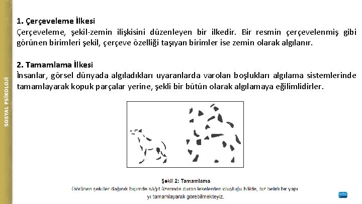 1. Çerçeveleme İlkesi Çerçeveleme, şekil-zemin ilişkisini düzenleyen bir ilkedir. Bir resmin çerçevelenmiş gibi görünen