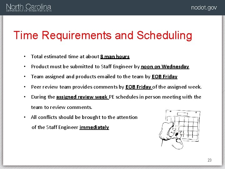 Time Requirements and Scheduling • Total estimated time at about 8 man hours •