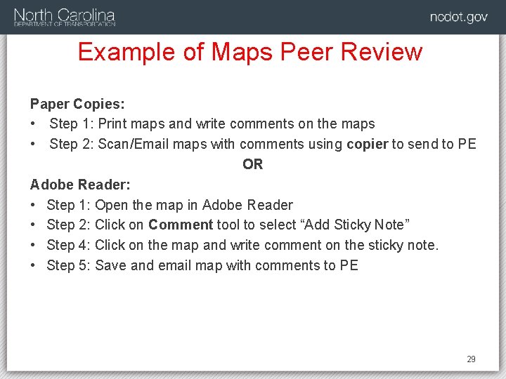Example of Maps Peer Review Paper Copies: • Step 1: Print maps and write