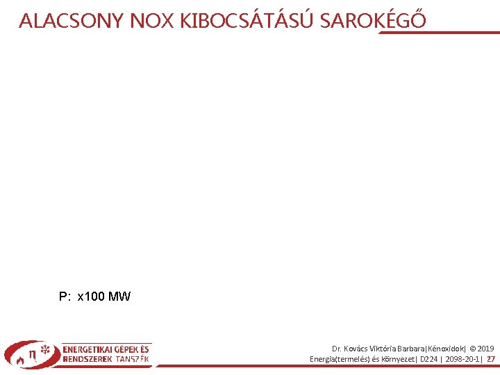 ALACSONY NOX KIBOCSÁTÁSÚ SAROKÉGŐ P: x 100 MW Dr. Kovács Viktória Barbara|Kénoxidok| © 2019