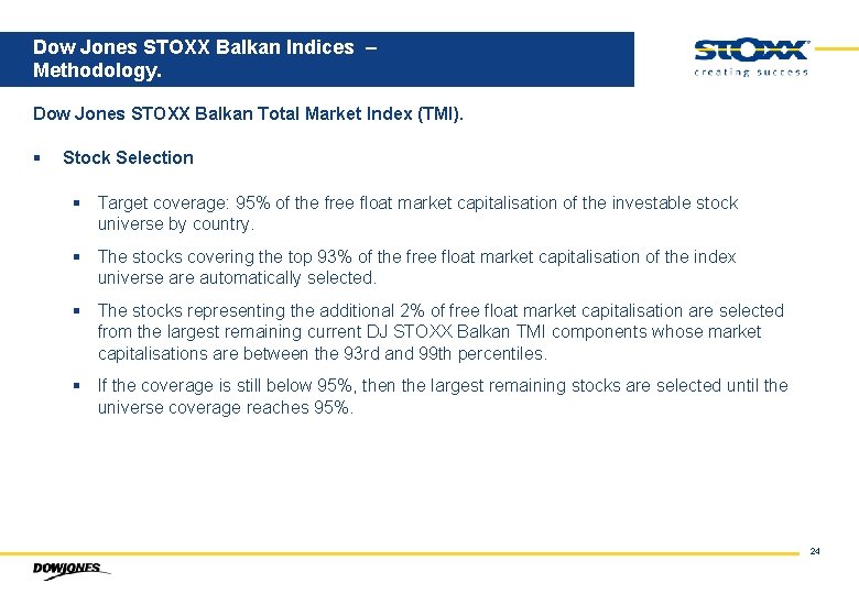 Dow Jones STOXX Balkan Indices – Methodology. Dow Jones STOXX Balkan Total Market Index