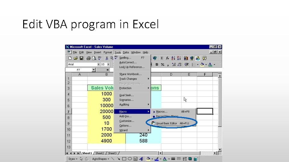 Edit VBA program in Excel 