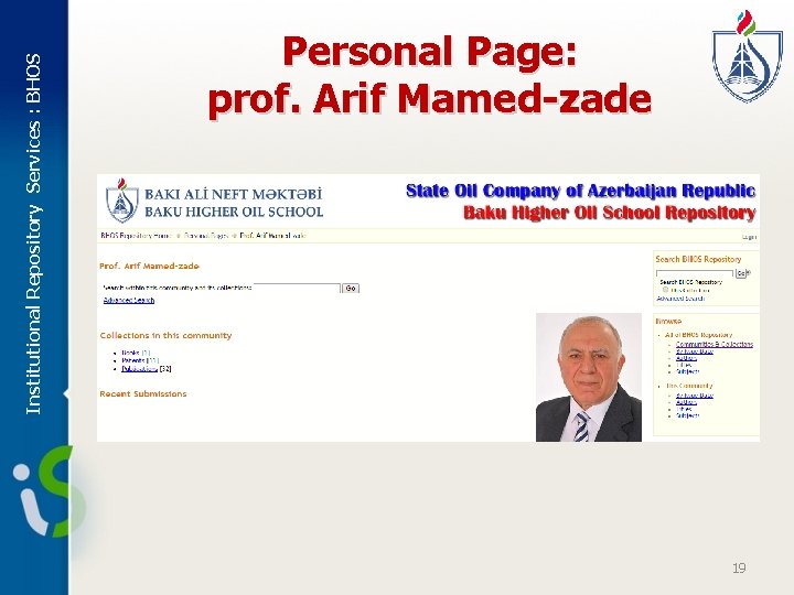Institutional Repository Services : BHOS Personal Page: prof. Arif Mamed-zade 19 