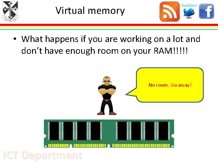 Virtual memory • What happens if you are working on a lot and don’t