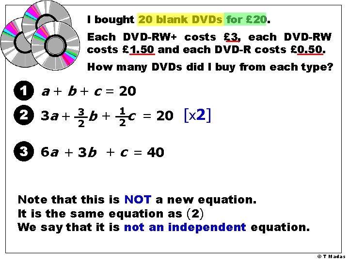 I bought 20 blank DVDs for £ 20. Each DVD-RW+ costs £ 3, each