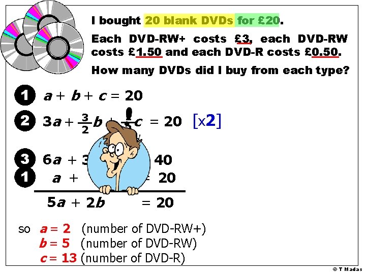 I bought 20 blank DVDs for £ 20. Each DVD-RW+ costs £ 3, each