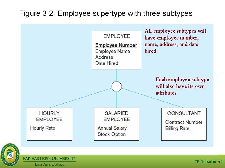 Figure 3 -2 Employee supertype with three subtypes All employee subtypes will have employee Figure 3 -2 Employee supertype with three subtypes All employee subtypes will have employee