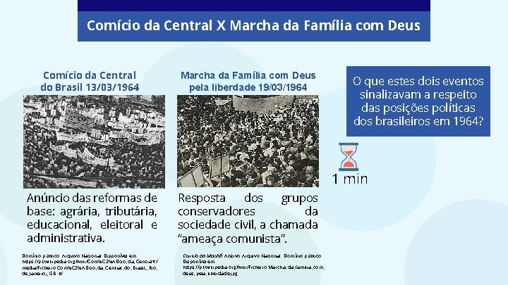 Comício da Central X Marcha da Família com Deus Comício da Central do Brasil