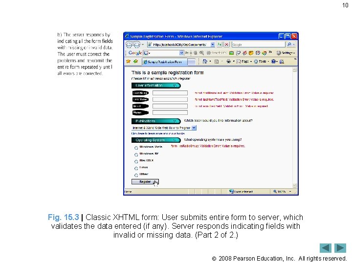 10 Fig. 15. 3 | Classic XHTML form: User submits entire form to server,