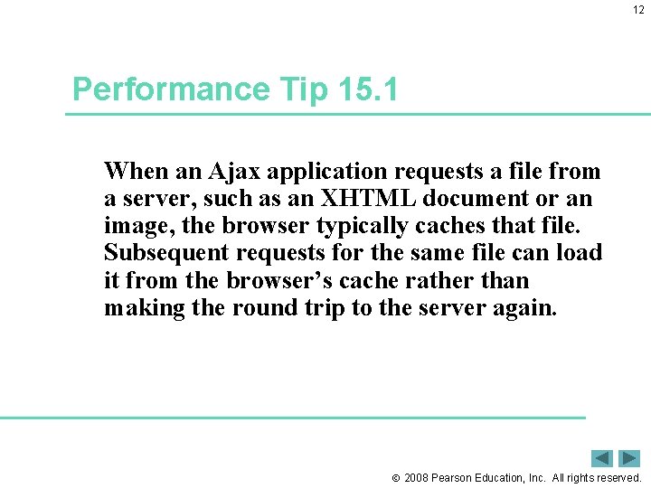 12 Performance Tip 15. 1 When an Ajax application requests a file from a