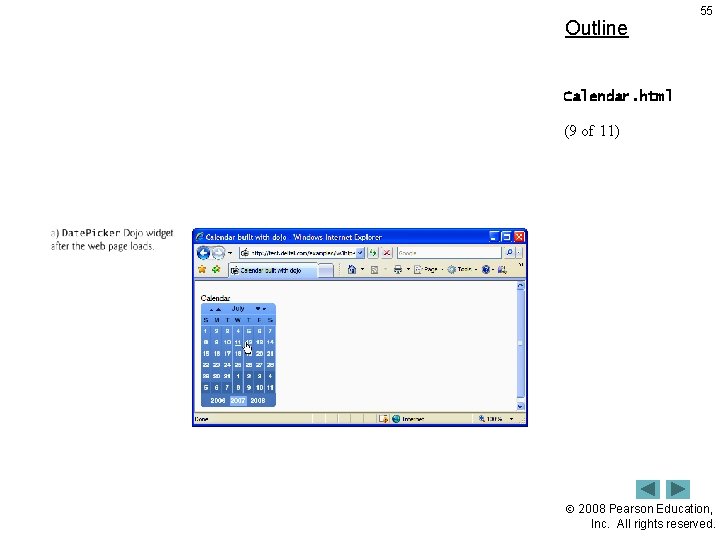 Outline 55 Calendar. html (9 of 11) 2008 Pearson Education, Inc. All rights reserved.