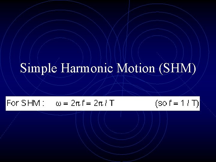 Simple Harmonic Motion (SHM) 