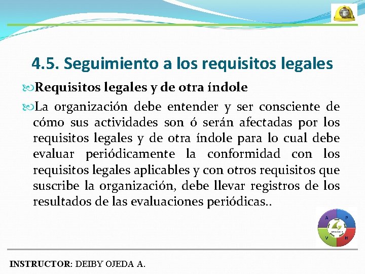 4. 5. Seguimiento a los requisitos legales Requisitos legales y de otra índole La