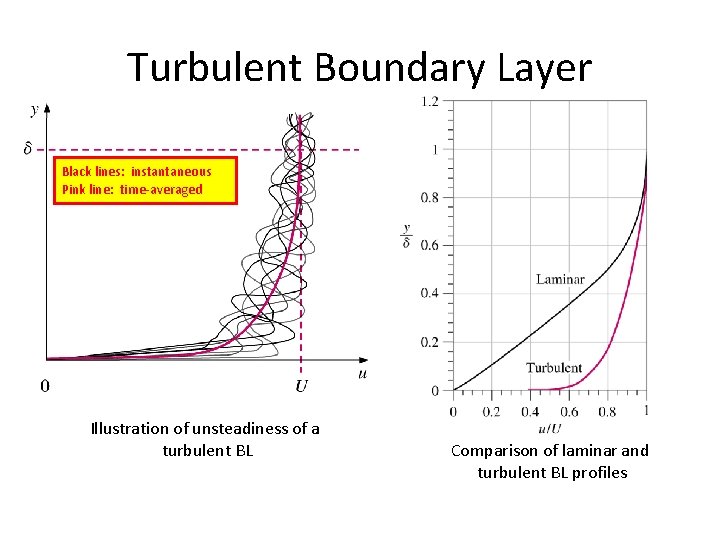 Turbulent Boundary Layer Black lines: instantaneous Pink line: time-averaged Illustration of unsteadiness of a