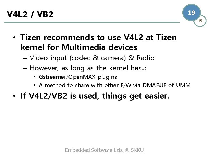 V 4 L 2 / VB 2 19 49 • Tizen recommends to use