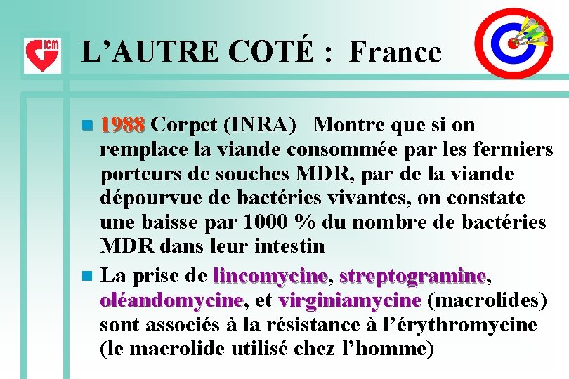 L’AUTRE COTÉ : France 1988 Corpet (INRA) Montre que si on remplace la viande